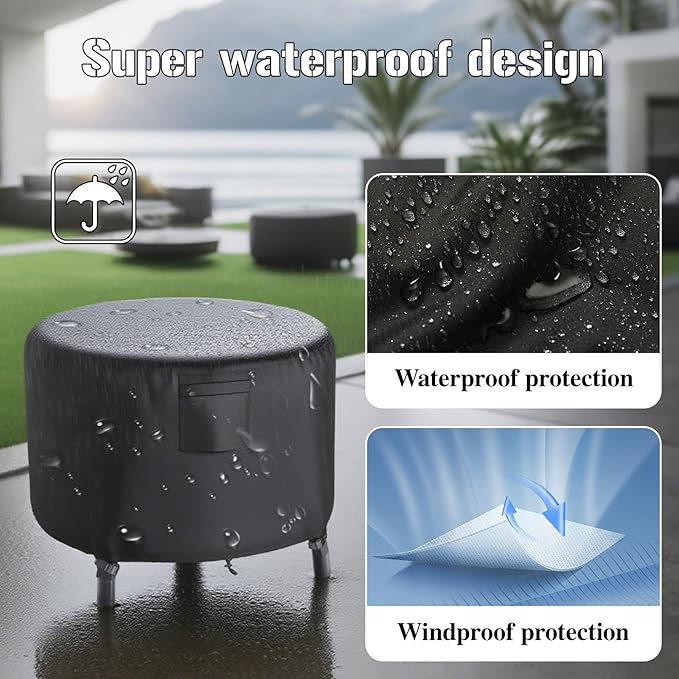 Chinchilla Heavy Duty 36 Inch Round Fire Pit Cover - 100% Waterproof & Weatherproof, Durable All-Season Protection for 33/34/35/36 Inch Propane Fire Pits and Tables