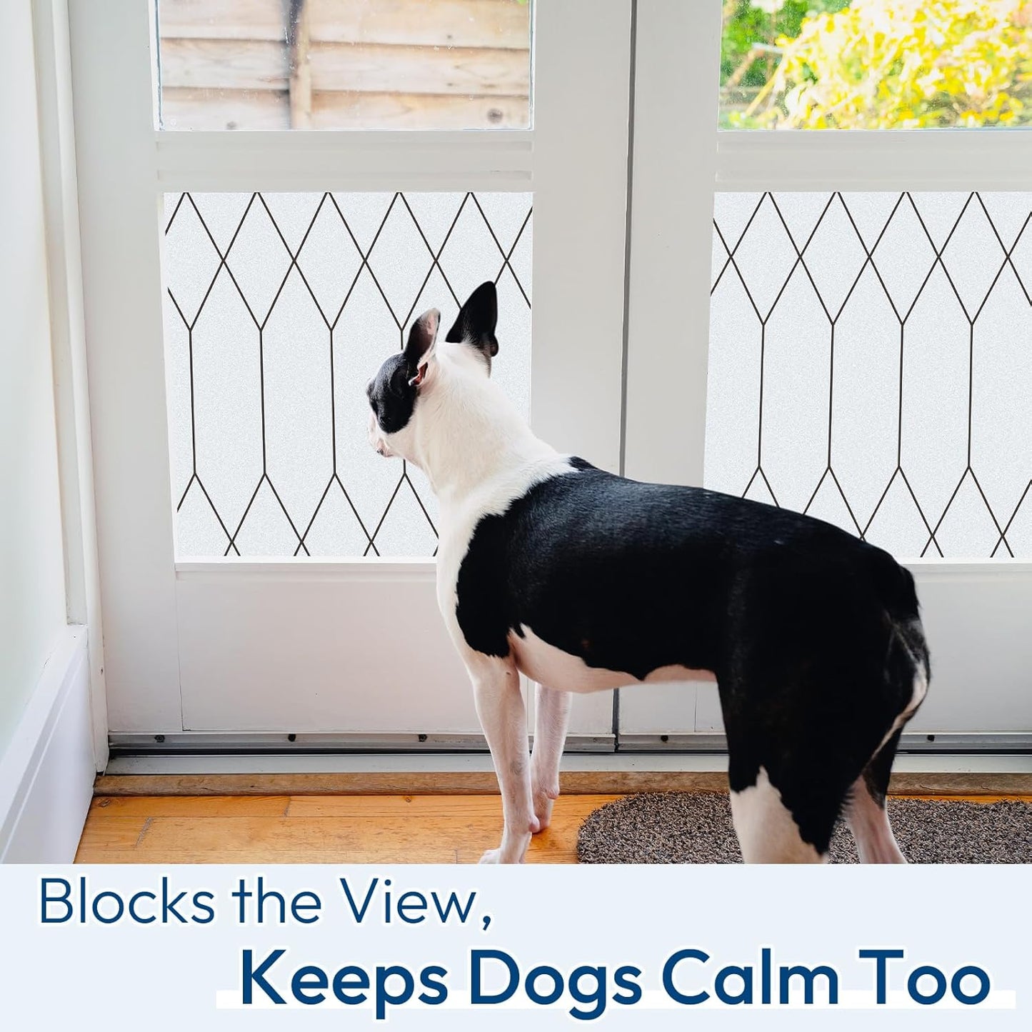 rabbitgoo Window Privacy Film for Glass Windows, Frosted Glass Cling with Decorative Moroccan Lattice, Removable Heat Control Sun Blocking Door Covering Sticker for Home Bathroom, 35.4 x 78.7 inches