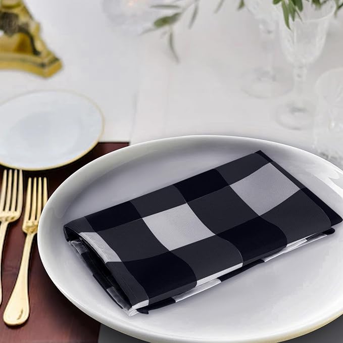 Cupuamon Buffalo Plaid Table Napkins Set of 25, 17x17 inch, Navy and White, Checkered, Polycotton Blend