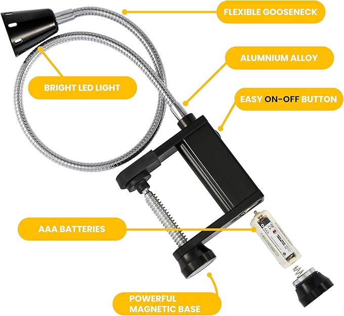 BBQ Grill Lights Magnetic Base Super-Bright LED Lights-360 Degree Flexible Gooseneck, Weather Resistant, Task Lighting Barbecue Grilling Gifts for Men Dad Husband (Black, 2 Pack)
