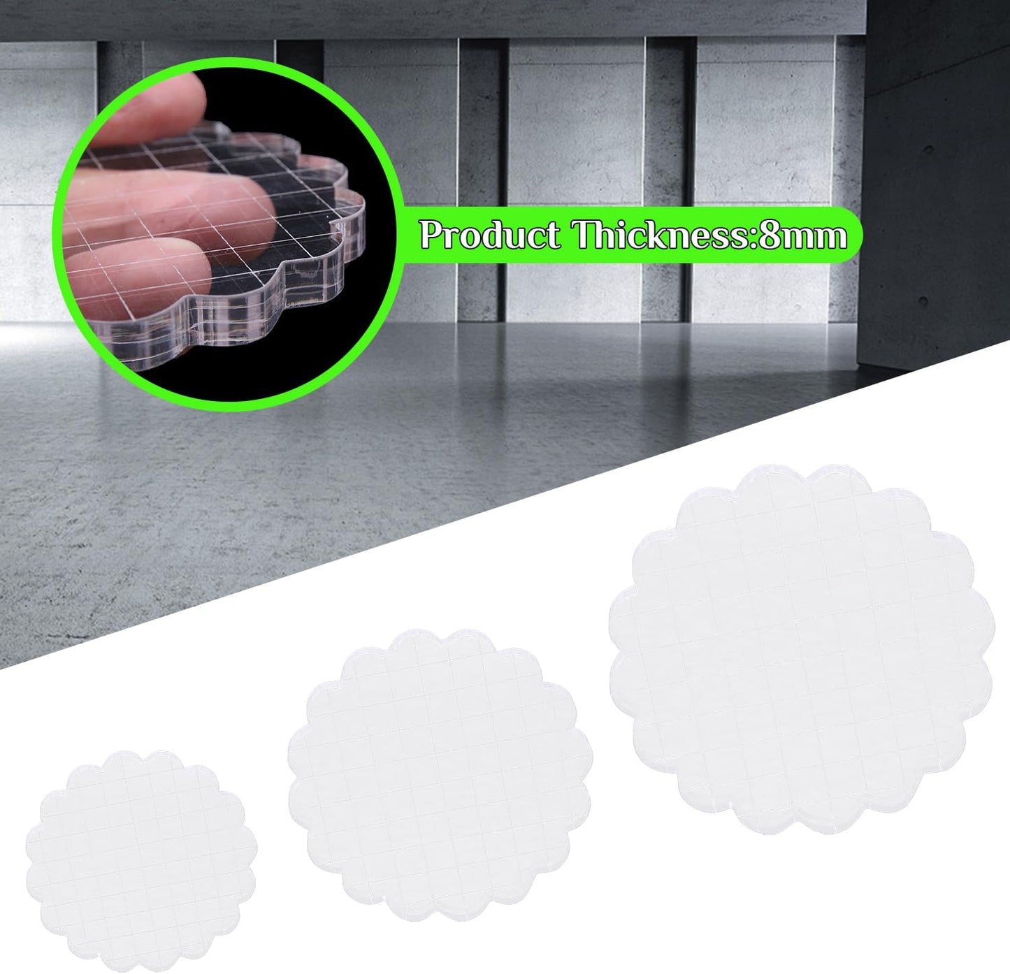 3 Pieces Acrylic Stamp Blocks Set, Sector Clear Stamping Blocks Tools Set With Grid Lines for Scrapbooking Crafts Making