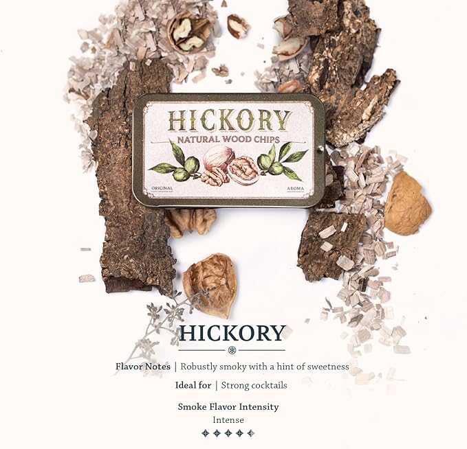 Cocktail Smoker Wood Chips 4 Natural Flavors: Oak, Cherry, Hickory & Apple | Whiskey & Old Fashioned Smoking Chips