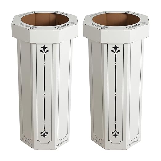 Eyely MPH1301C-SET2 Sal 25-Gallon Disposable Corrugated Cardboard Event Trash Can and Recycling Bin for BBQs, Beach, Parties & Events & Outdoor Activities, Bridal Ivory (Set of 2)
