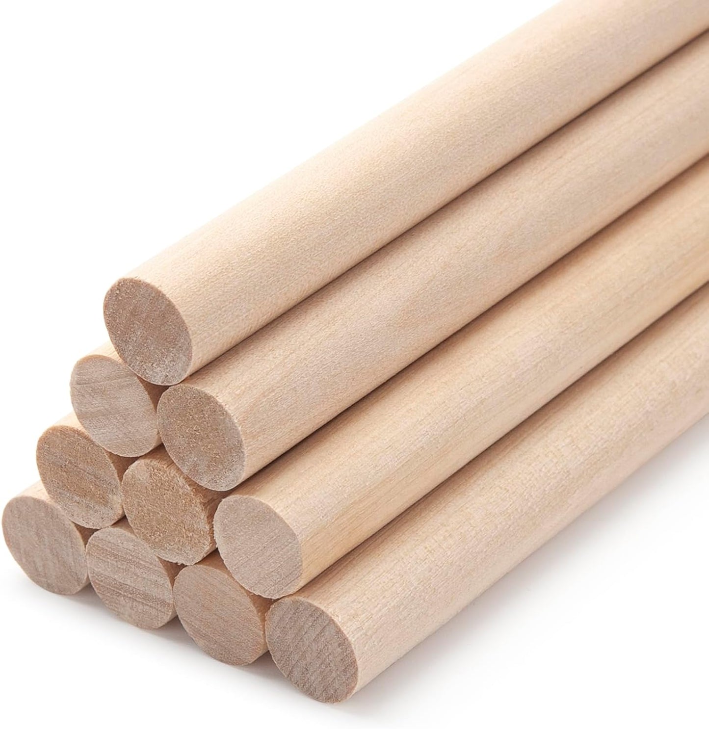 Wood Dowels Wooden Dowel Rods for Crafts, 10PCS 5/8 x 15 Round Macrame Wooden Sticks for Crafting, Unfinished Hardwood Sticks for Arts and DIYers, Tiered Cake Support and Wedding Ribbon Wands