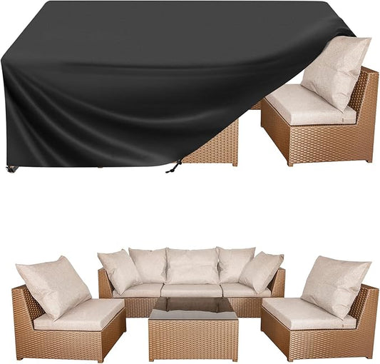 BALEINE Patio Furniture Covers, Outdoor Furniture Covers Waterproof, Heavy Duty Oxford Patio Table Cover for Outdoor Table, Chair, Sofa, Desk (Black 111"L×74"W×30"H)