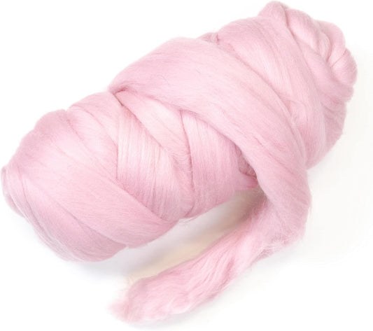 Kondoos Colored Natural Wool roving, 1 lb. Best Wool for Needle Felting, Wet Felting, handcrafts and Spinning. (Baby Pink, 1 lb)