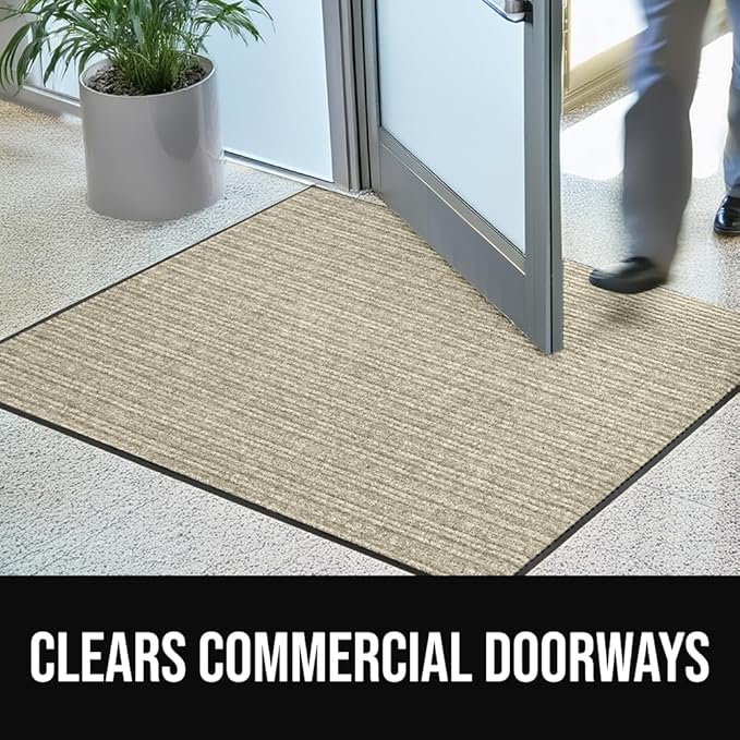 GORILLA GRIP Waterproof Traffic Guard Door Mat, 72x48, Heavy Duty Entryway Mats, Strong Rubber Back Commercial Utility Rugs for Office Hallway, Garage Floor and Home, Low Profile Carpet Runner, Beige