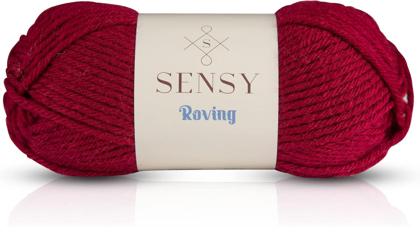 Sensy Roving Yarn, 3.5 oz, 132 Yards, Gauge 5 Bulky (Burgundy)