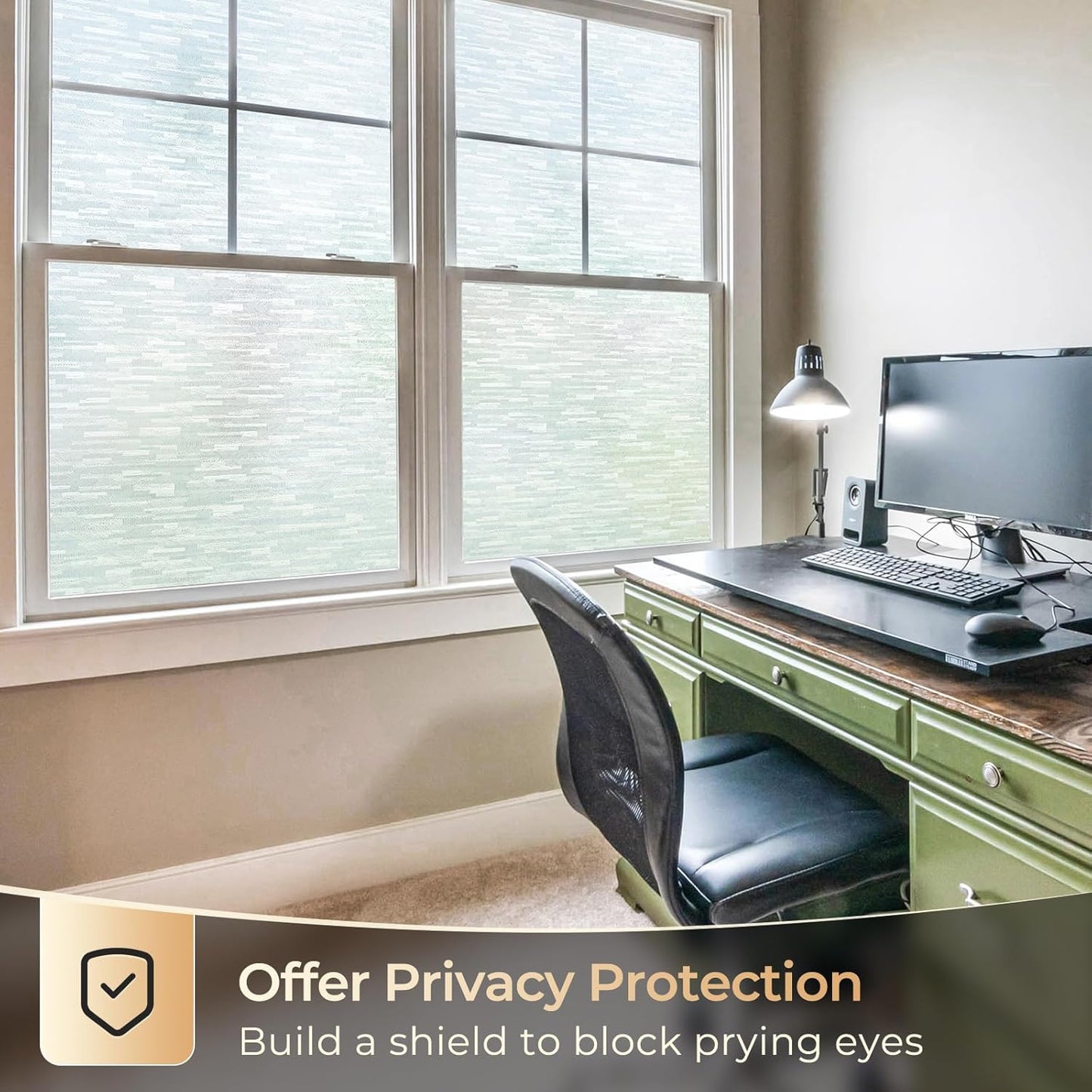 rabbitgoo Window Privacy Film, Frosted Glass Window Film Static Cling Covering, Non Adhesive Privacy Clings Vinyl, Removable Frosting Sticker for Home Decoration, White, 17.5 x 157.4 Inches