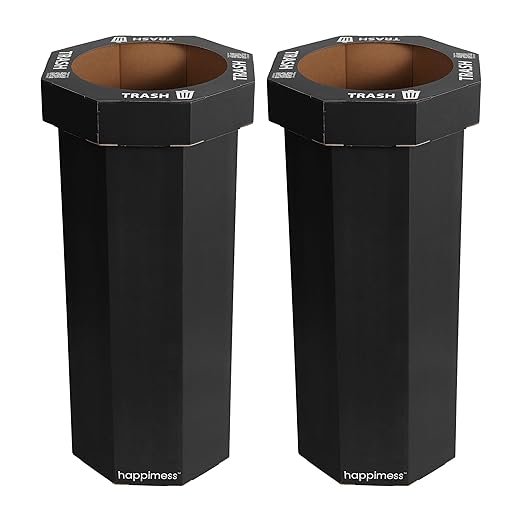 Eyely MPH1300D-SET2 Sal 25-Gallon Disposable Corrugated Cardboard Event Trash Can and Recycling Bin for BBQs, Beach, Parties & Events & Outdoor Activities, Charcoal Black (Set of 2)