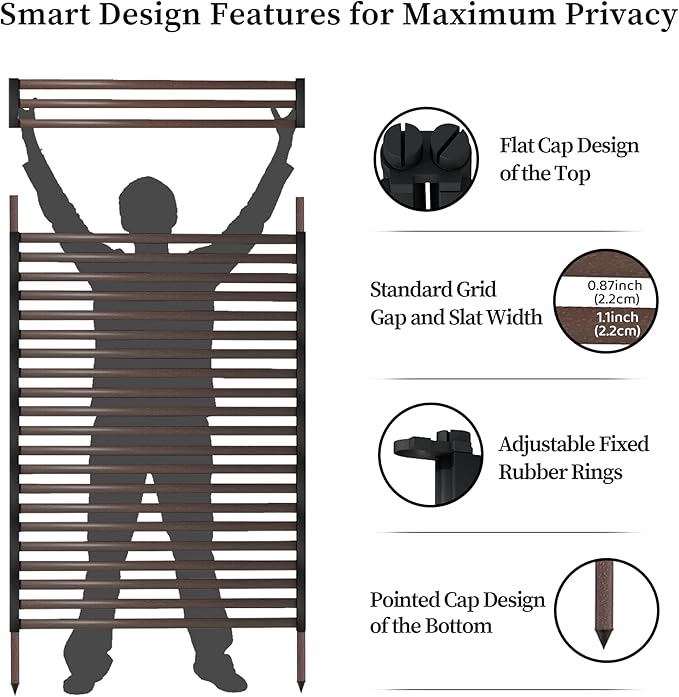 Outdoor Privacy Screens, 3FT X 5FT Decorative Privacy Fence Panels for Patio, Backyard and Garden(Brown)