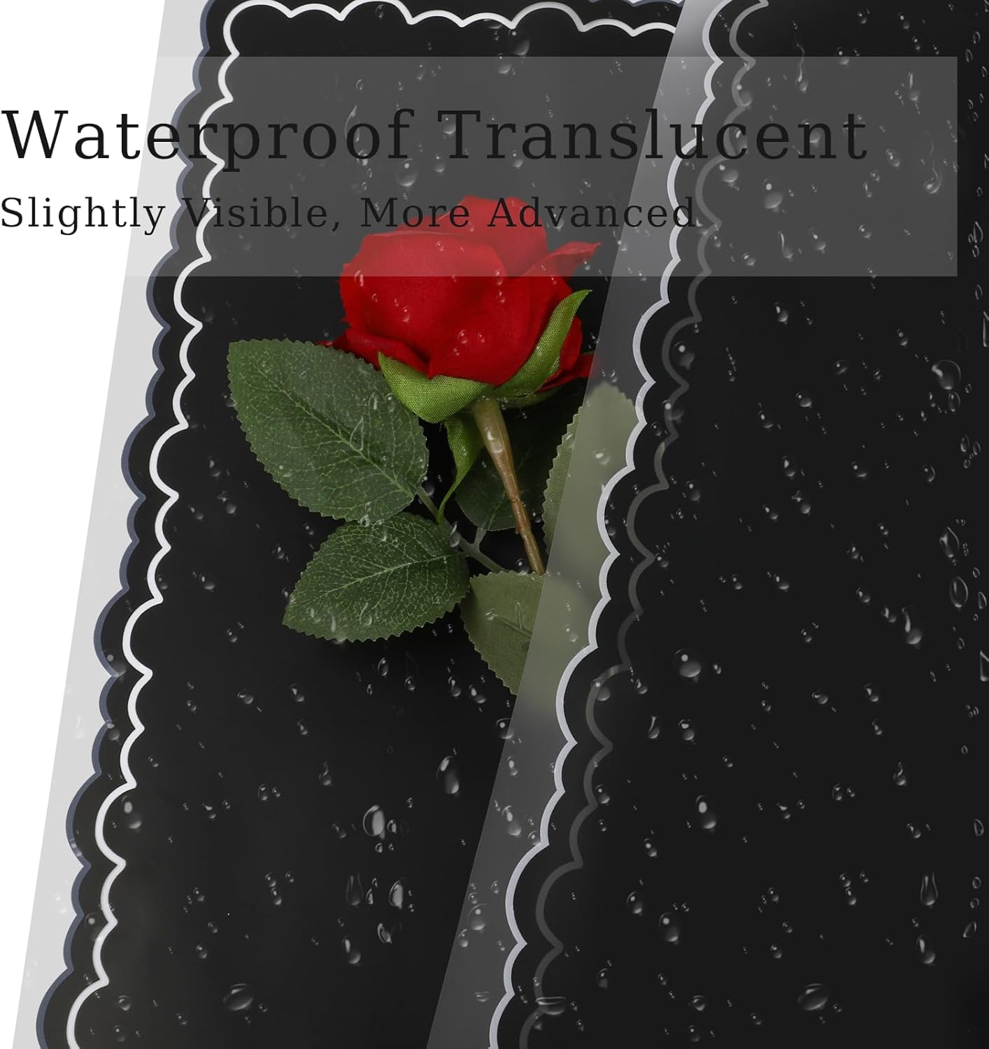 FUHITIM 20 Sheets Flower Wrapping Paper - Waterproof Floral Bouquet Wrapping Paper, Florist Supplies Packaging Paper for Wedding Birthday Gift DIY Crafts (Black)