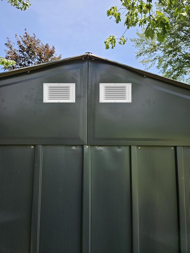 2pcs Attic Vent Soffit Vent Aluminum Wall Vent Metal Shed Vent Square Vent Louver Vent Grille with Built-in Insect Screen for Exterior Door House Attic Garage Ceiling (White 12" x 8"-2 Pack)