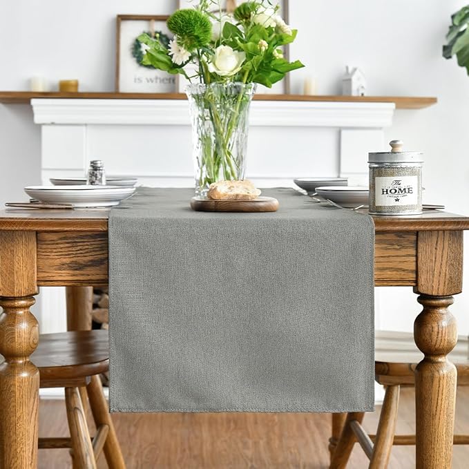 Artoid Mode Light Grey Table Runner, Seasonal Washable Kitchen Dining Table Decoration for Home Party Decor 13x36 Inch
