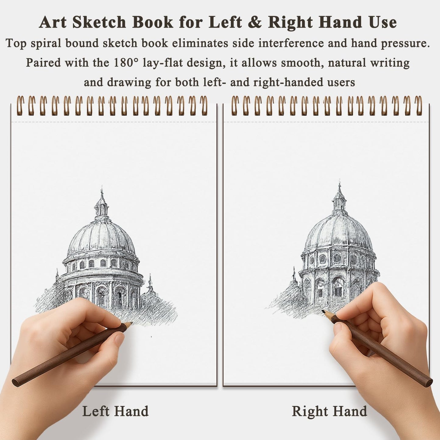 9"X12" Sketch Book Bulk, Top Spiral Bound Sketch Pad, 3 Pack 100 Sheets Each (68lb/100gsm), Acid Free Art Sketchbook Artistic Drawing Painting Writing Paper for Kids Adults Beginners Artists