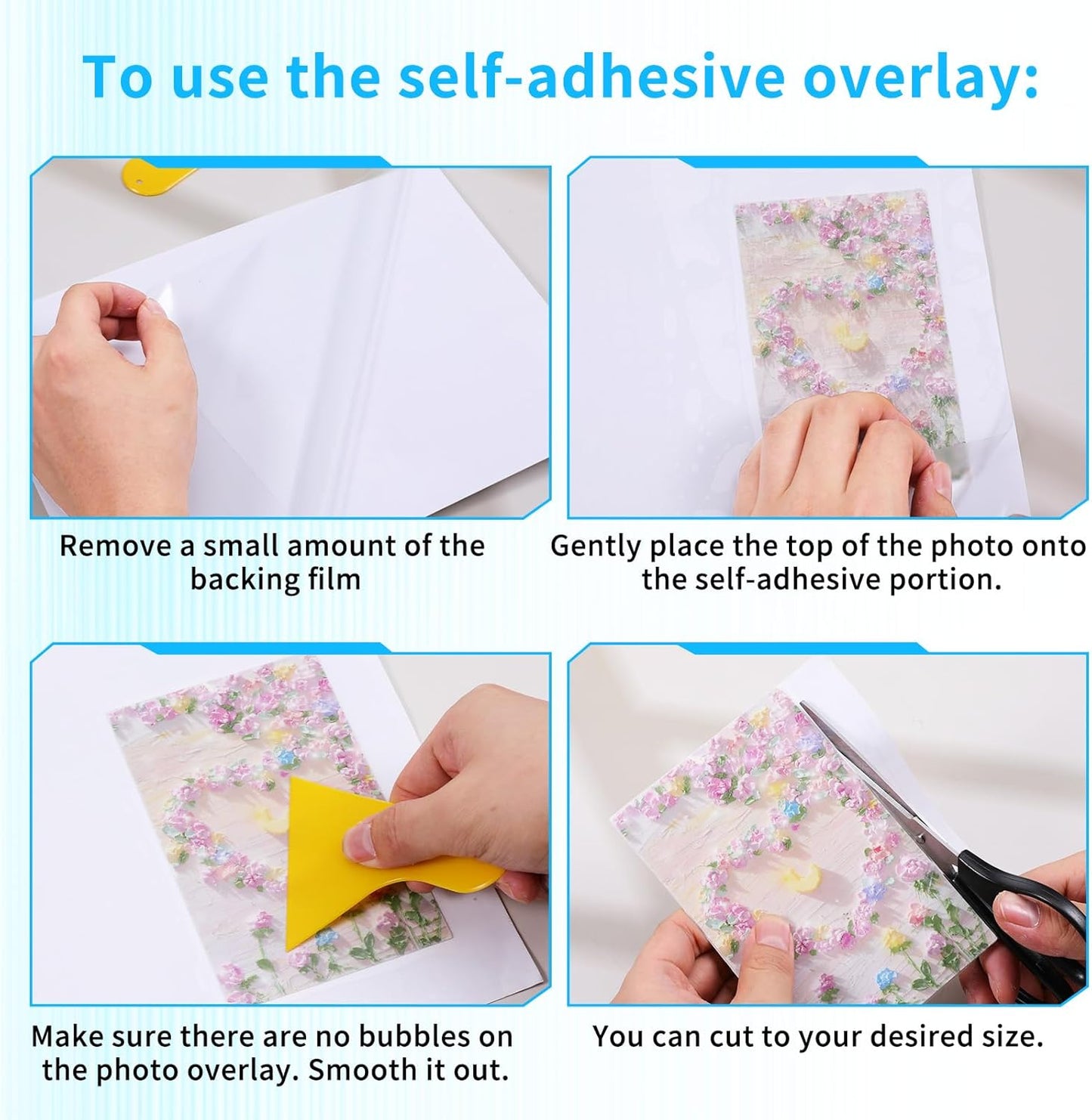 100 Pack Matte Self Adhesive Laminating Sheets, Clear Laminating Sheets Holographic Sticker Paper Clear Vinyl, Matte Finish Self Sealing Lamination Sheet, with Scraper, 8.38" x 11.8"