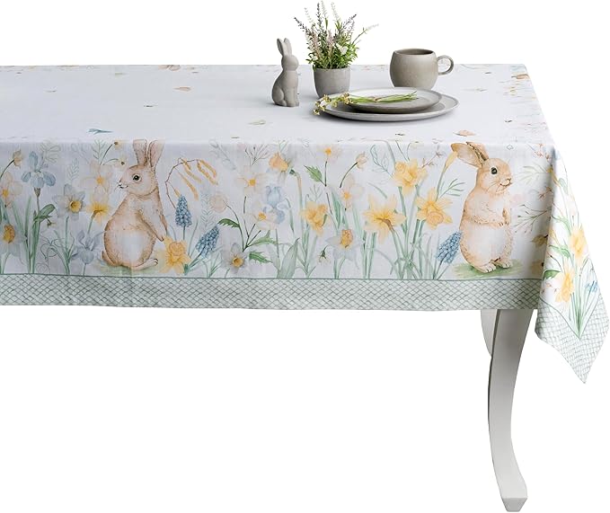 Maison d' Hermine Table Cloth Rectangle Table 100% Cotton 70 x 120 Inches Tablecloth Reusable Decorative for Dining Room, Farmhouse, Home, Party, Festive & Wedding Spring Summer - Easter Dew