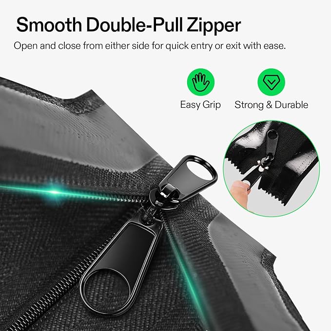 VIVOSUN 1-Pack Self Adhesive Zipper Door for Debris Barriers, 3In. x 7Ft. Peel & Stick, Heavy-Duty & Double-Sided Zipper for Tarp, Greenhouse, Indoor Outdoor Tent, Black