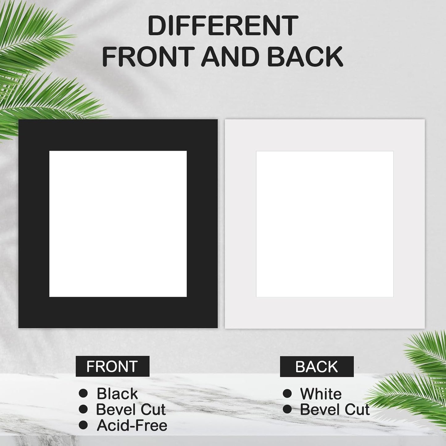 15 Pack 12x12 Black Picture Mats, Frame Mattes for 8x8 Pictures Display Photo Frame Mat Core Bevel Cut Mat Board Show Kit for Photos, Prints, Artworks