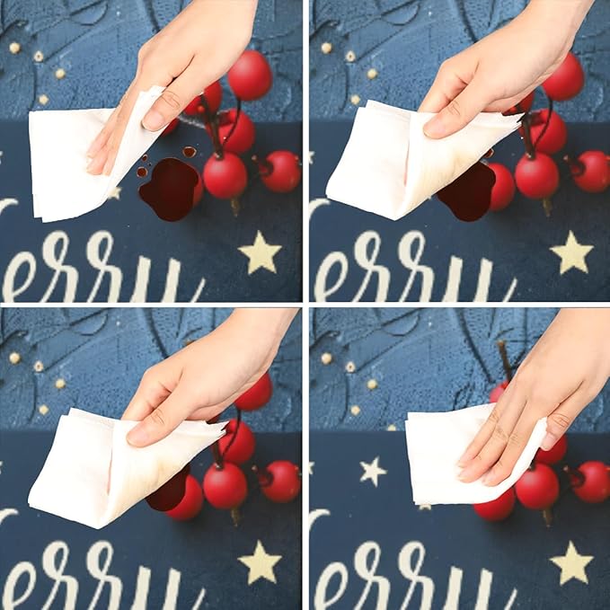 Merry Christmas Candle Star Round Table Cloth Cover, Elastic Edge Waterproof Wipeable Tablecloths 45"-56" Polyester Tablecloth for Party Restaurant Banquet Holiday Camping Outdoor Picnic
