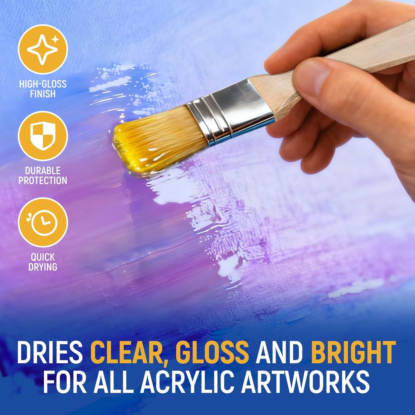 Gloss Varnish for Acrylic Painting, Artist's Acrylic Varnish Kit, Non-Yellowing, Non-Toxic, Anti-Crazing, High Gloss Finish for Artwork, Acrylics Paint, Suitable for Pro Artists, Hobby Painter