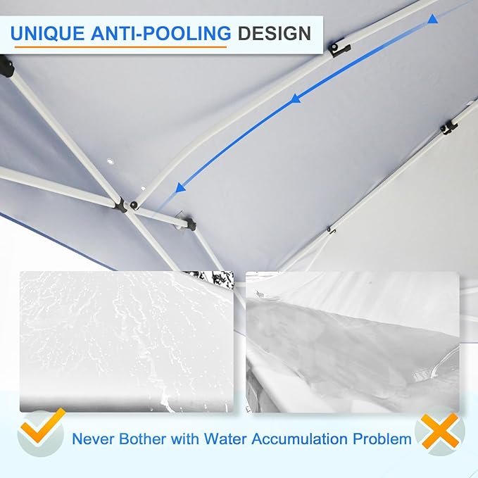 EAGLE PEAK Pop Up Canopy Tent with Wheeled Carry Bag, 8 Stakes, 4 Ropes, 4 Weight Bags, Easy Set Up Tent Canopy, 12x12 ft, 144sqft of Shade, White