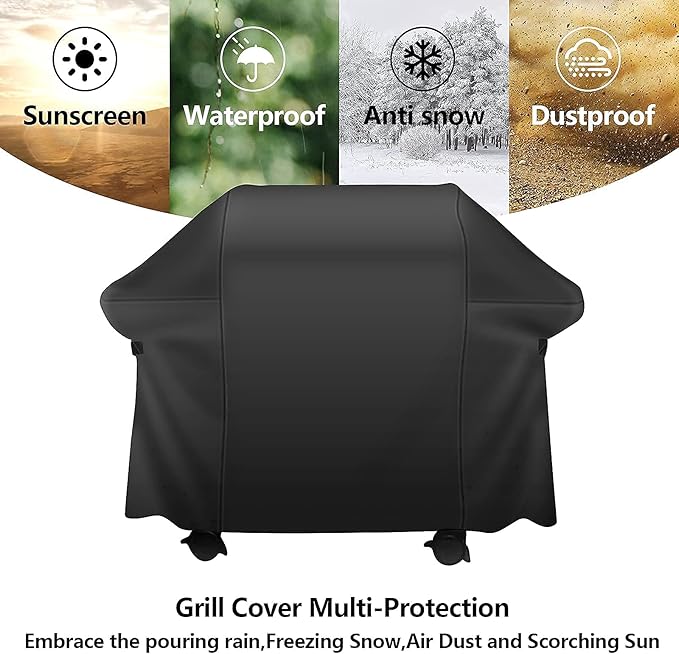 60 Inch Grill Cover, Fits for Weber Genesis, Char-Broil Nexgrill Brinkmann and More.Heavy Duty Waterproof Barbecue Grill Cover