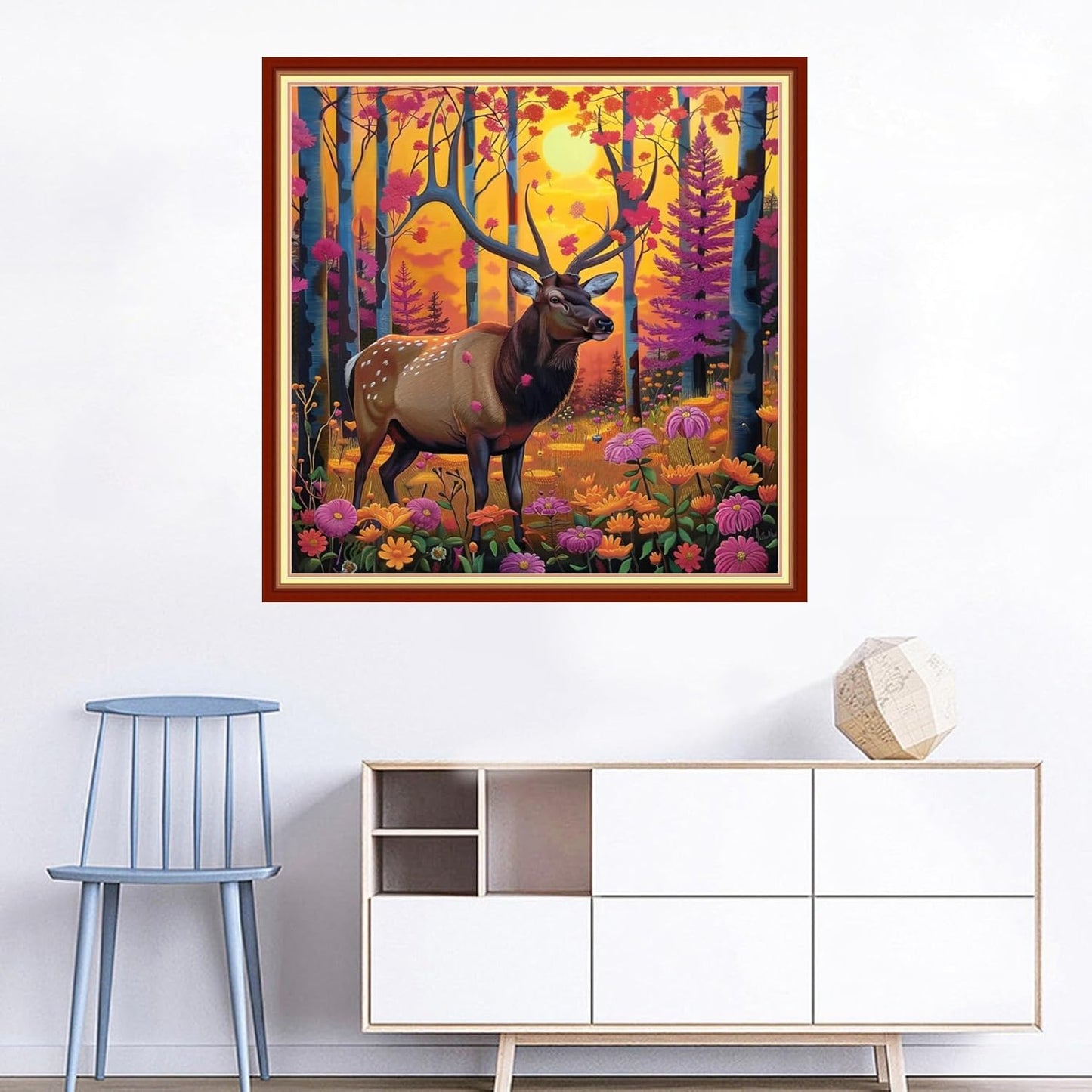 Joyhoor Cross Stitch Kits for Beginners Stamped Cross-Stitch Supplies Needlework preprint Embroidery Kits for Adults DIY Needlepoint Kits Embroidery Patterns 11CT-Deer Landscape 18x18 inchs