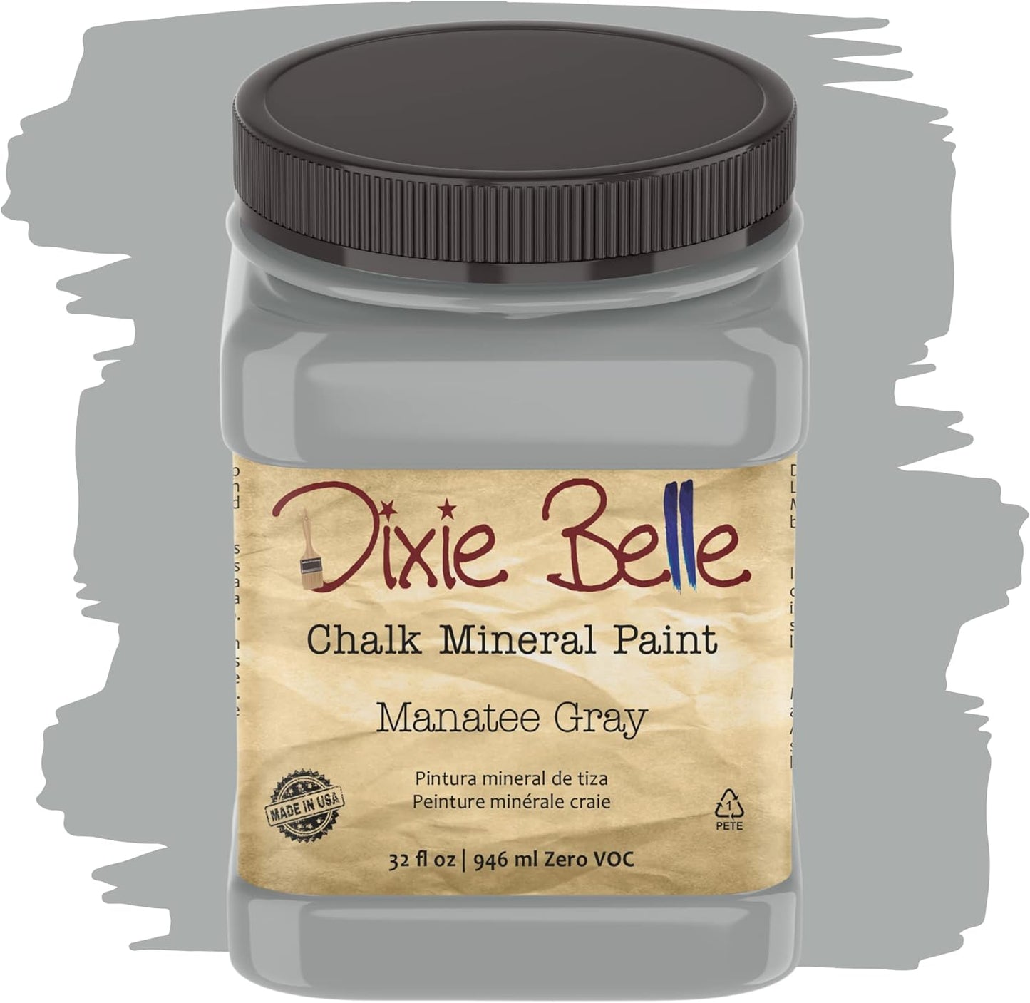 Dixie Belle Paint Company Chalk Finish Furniture Paint - Manatee Gray (32oz) - Matte Light Gray Chic Chalk Mineral DIY Furniture Paint