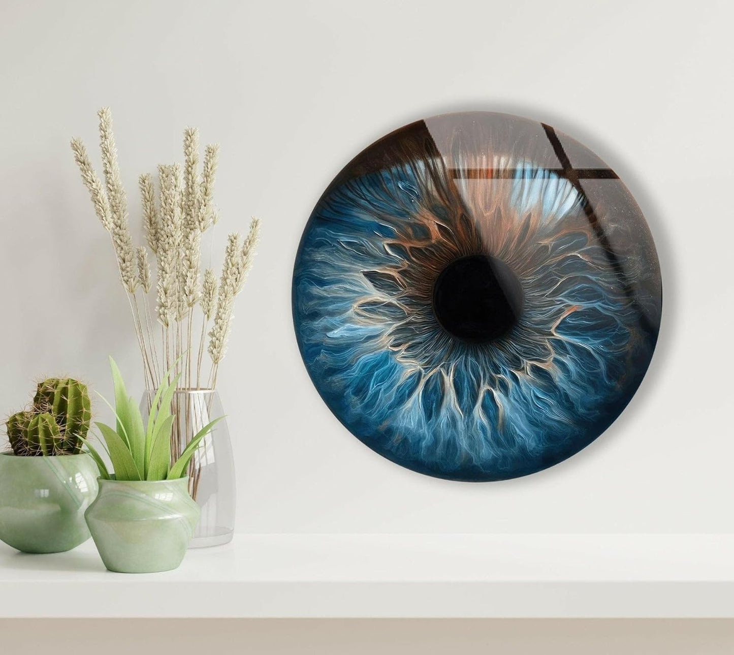 My Photostation.com 24''(60cm) Diameter Eye Round Blue Glass Wall Art Tempered Glass Printing Wall Decor Large Wall Art Wall Hangings