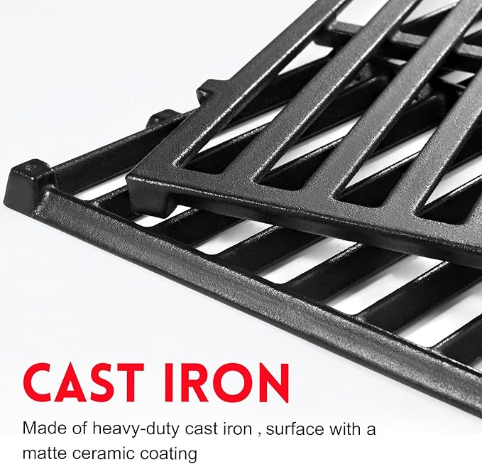 GGC 19.5" Grill Grates for Weber Genesis 300 Series, 7524/7528 Grill Parts Replacement for Weber E-310, E-320, E-330, S-310, S-320, S330, EP-310, EP-320, EP-330, 2 PCS Cast Iron Cooking Grid