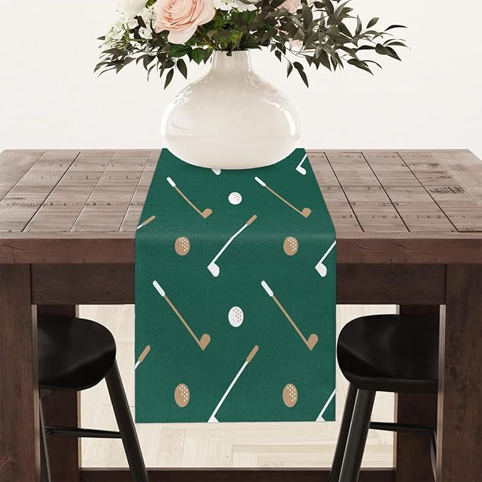 Golf Club Golf Ball Table Runner Kitchen Dining Table Runner 13*60in Table Center Decor for Indoor Outdoor Home Holiday Party