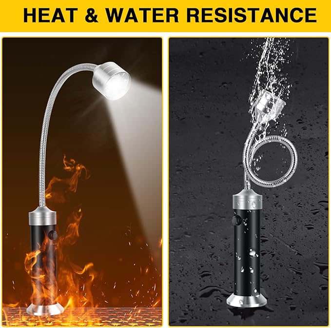 Barbecue Grill Lights, Grilling Gifts for Men Dad, BBQ Grill Accessories for Outdoor, Grill Lamps with Magnetic Base, Super Bright LED, 360 Degree Flexible Gooseneck, Stocking Stuffers, Pack of 2