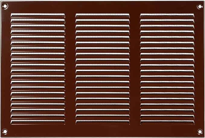Repa Market 12x8 Inch Air Vent Cover/Brown Galvanized Steel Louvered Grill Cover with Mesh Screen/Wall or Ceiling Vent/Durable Flush Mount HVAC Register for Indoor and Outdoor Ventilation