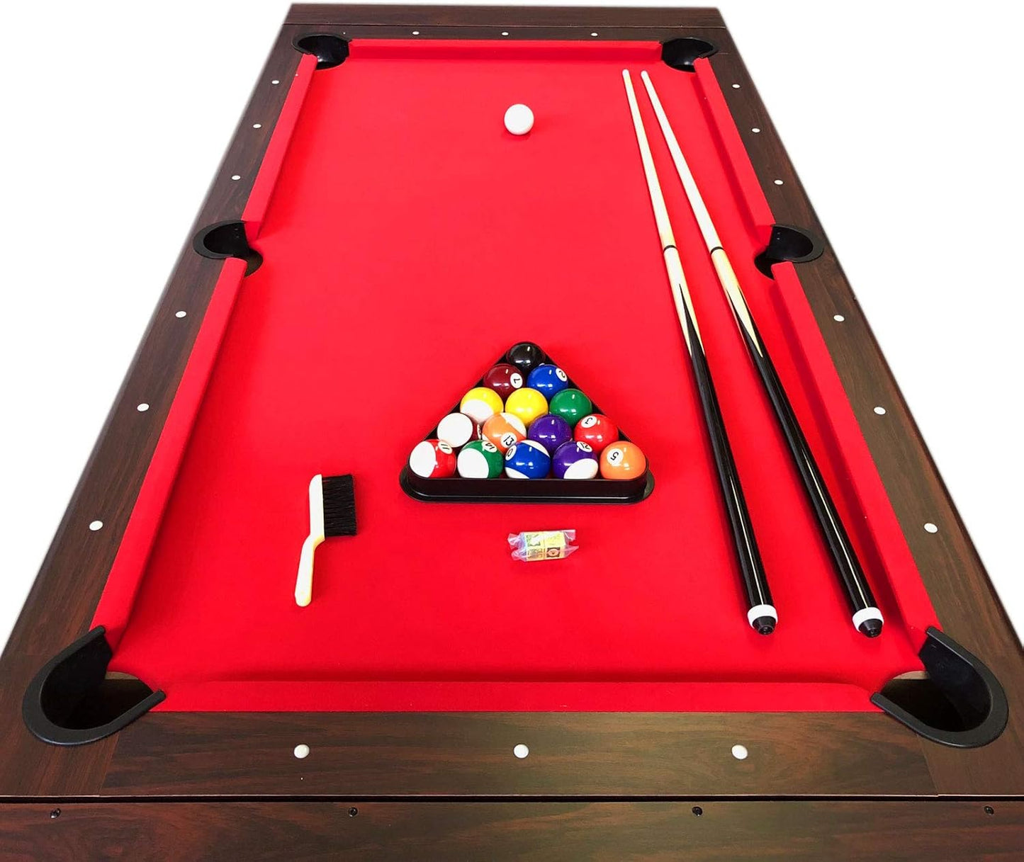 7ft Pool Table Air Hockey 2 in 1 Pool Table Red Felt - Billardhockey
