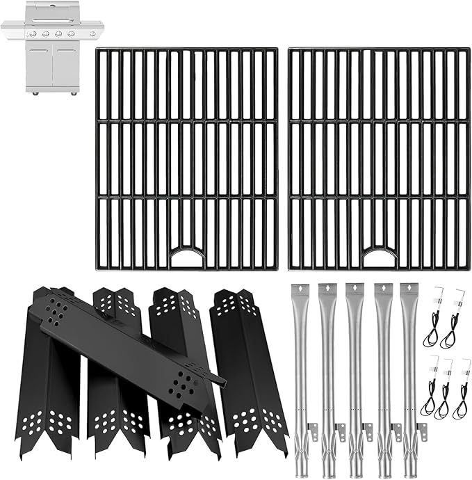 Replacement Parts Kit for Nexgrill 5-Burner 720-0888 720-0888N 720-0888A, 4-Burner 720-0830H 720-0830, Cooking Grate, Grill Heat Shield and Burner Kit for Nexgrill Replacement Parts