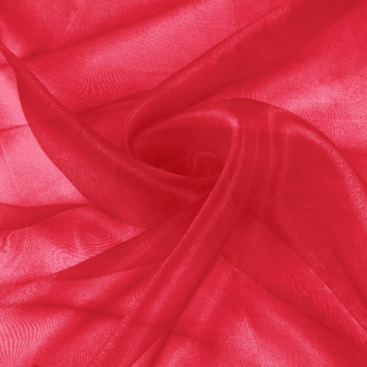 VACVELT Sheer Organza Fabric by The Yard, 60 Inch Wide Red Organza Fabric Bolt Bridal Sheer Tulle Fabric, Silk Organza Fabric Roll for Wedding Party Decorations Backdrop Curtain (1 Yard)