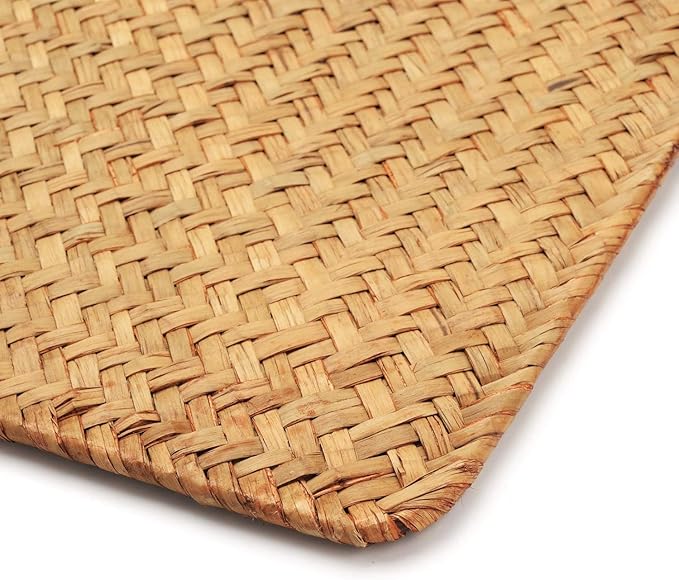 12 Pack Rectangular Woven Placemats, Rattan Wicker Table Mats, 17" x 12", Natural Seagrass Place Mats for Dining Table