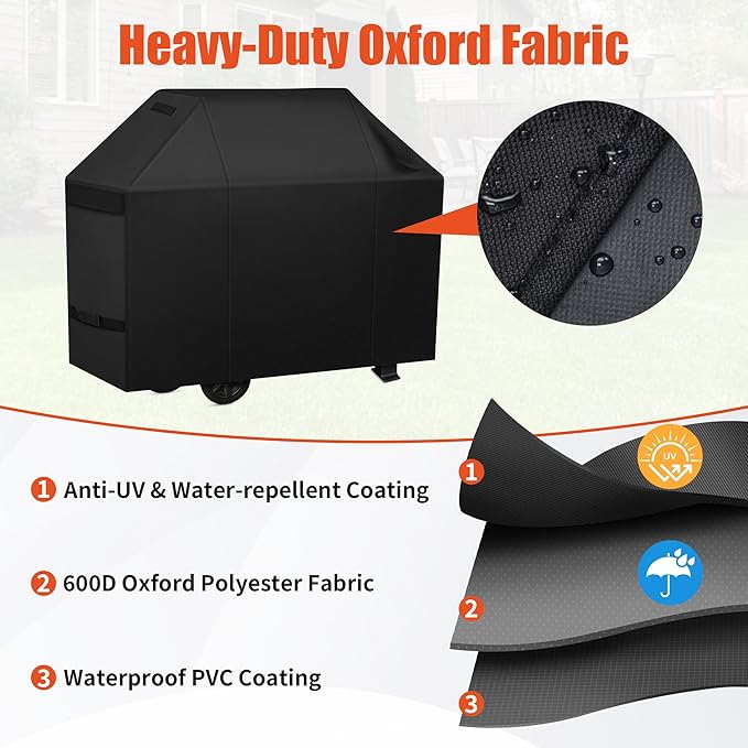 iCOVER Grill Cover 75 inch, BBQ Grill Cover for Outdoor Grill, 600D Heavy Duty Waterproof BBQ Cover, Anti-UV and Rip-Proof Barbecue Cover, Gas Grill Cover for Weber, Char-Broil, Nexgrill, etc