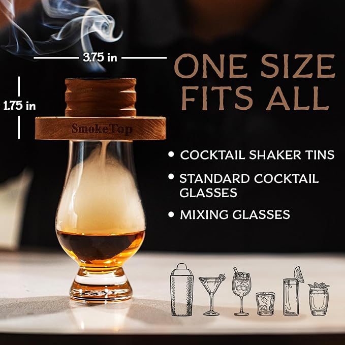 SmokeTop Cocktail Smoker Kit 5 Pack - Old Fashioned Chimney Drink Smoker for Cocktails, Whiskey, & Bourbon With 2oz Sample Wood Chips - by Middleton Mixology