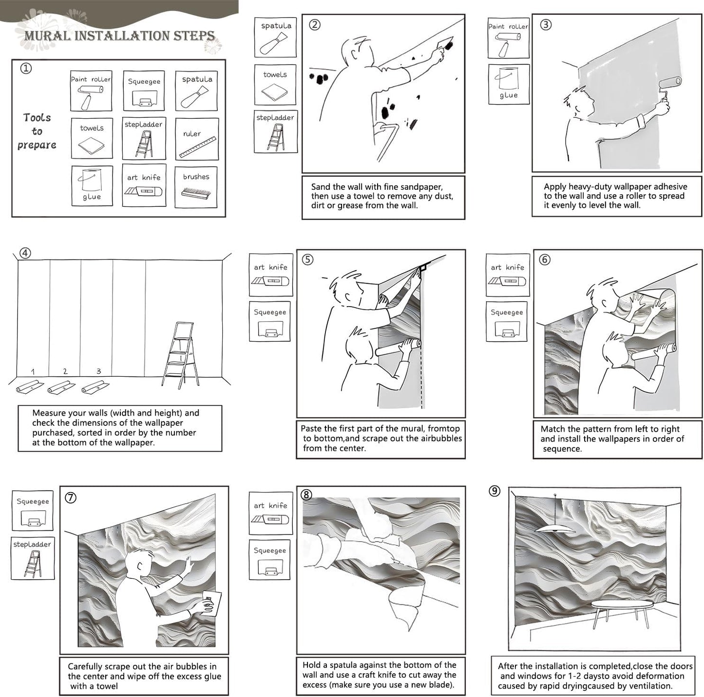 AFZEVEB-3D Stereo Relief Lines Living Room Background Wallpaper Mural 114"x74"(Not Peel and Stick)