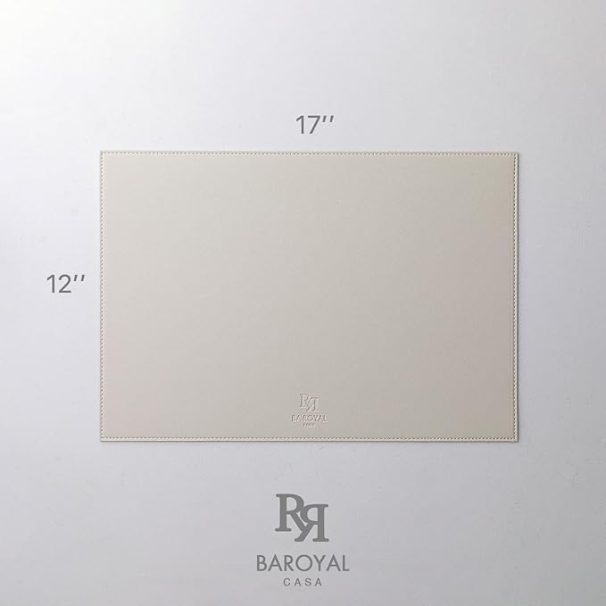 Faux Leather Placemats Set of 6 Vinyl Washable Wipeable Table Mats for Kitchen Dining Table Heat Resistant Waterproof Modern Indoor/Outdoor Placemats Non-Slip Easy Clean Place Mats-Cream White