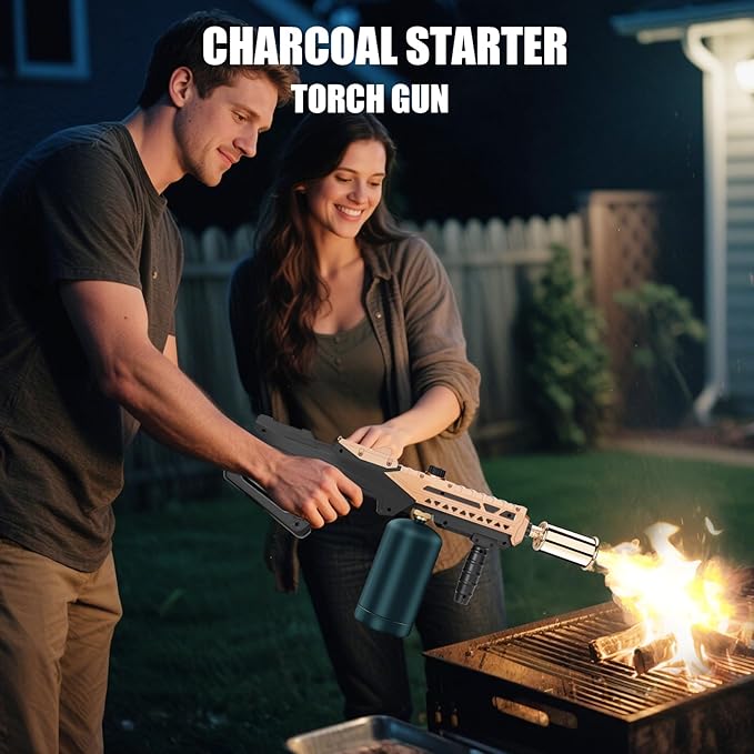 Flame Thrower Gun - Propane Cooking Torch Grill Lighter - Adjustable Flamethrower - Powerful Torch for BBQ, Campfire, Charcoal Wood, Weed (Tank Not Included)