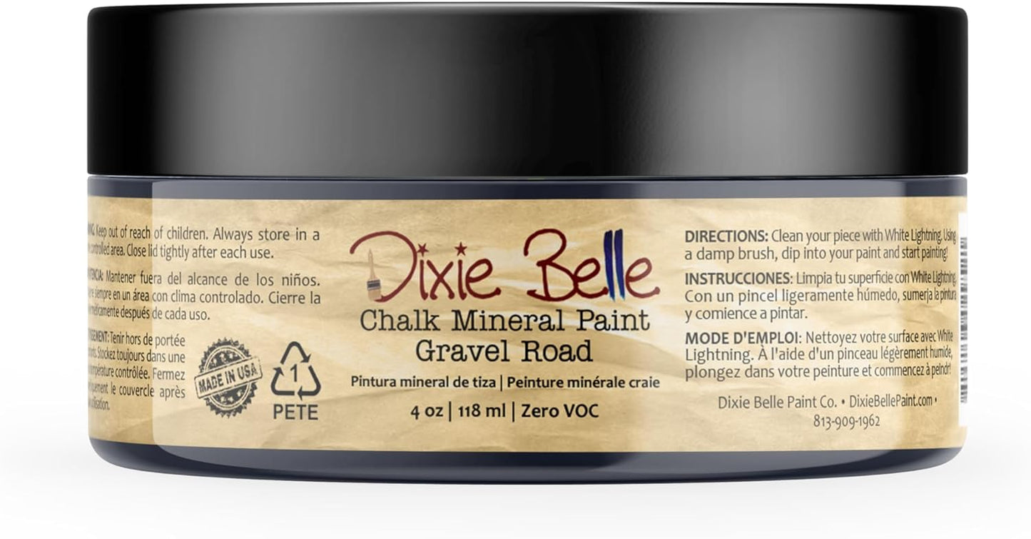 Dixie Belle Paint Company Chalk Finish Furniture Paint - Gravel Road (4oz) - Matte Warm Gray Chic Chalk Mineral DIY Furniture Paint