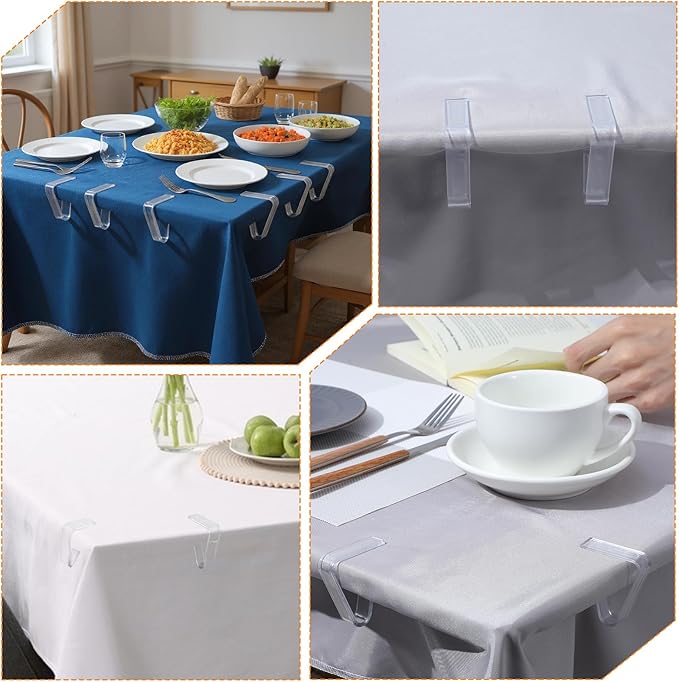 72pcs Large Transparent Tablecloth Clips, PVC Windproof Table Cover Holder Clamps for Indoor Outdoor Picnic, Wedding, Party, Camping