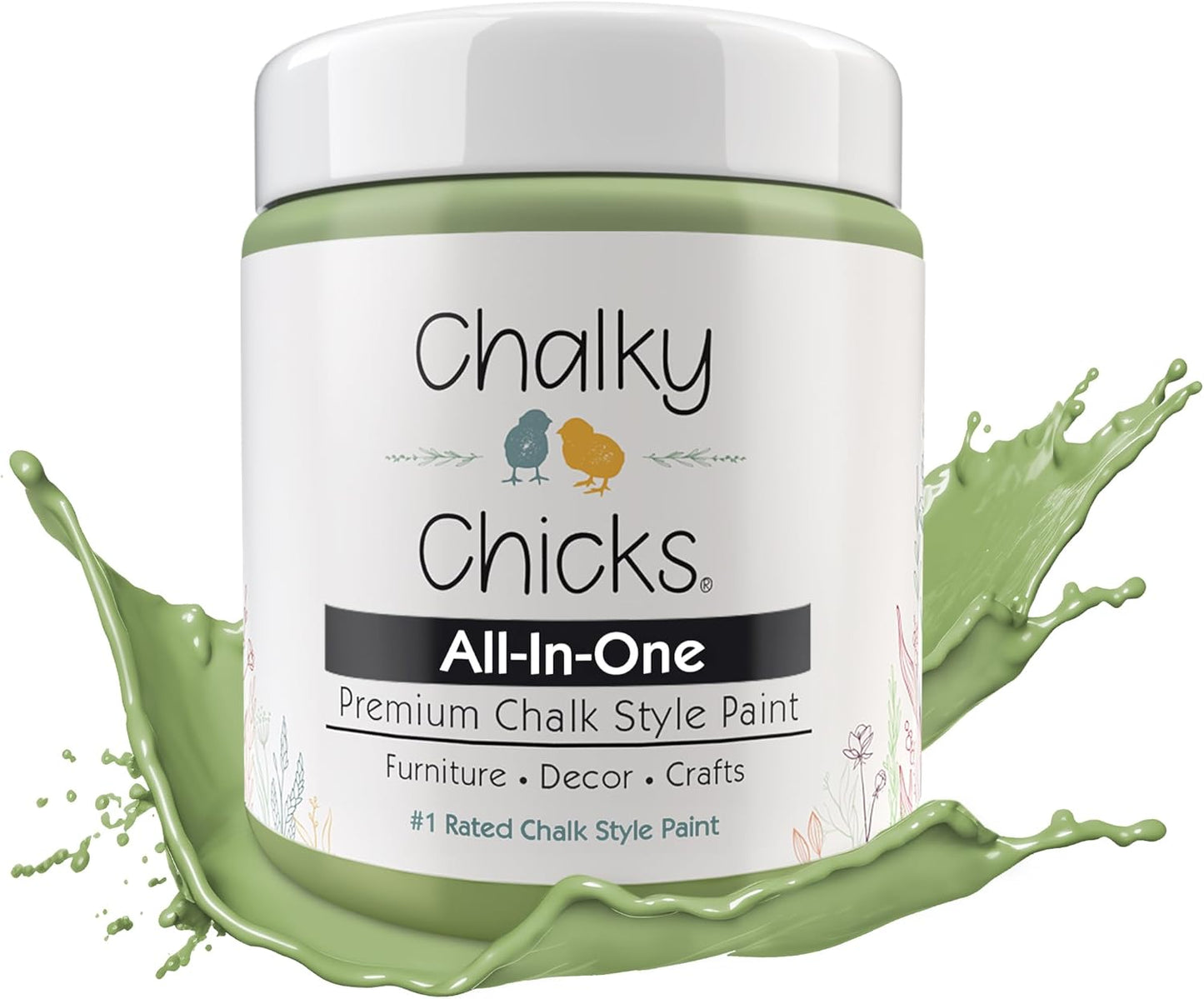 Chalky Chicks All-in-One Chalk Paint for Furniture or Cabinet - 4 Fl Oz - Matte Finish Lily Pad (Green) for Metal, Wood Furniture Paint - No Sanding All-in-One for Home Decor & Crafts, USA Made