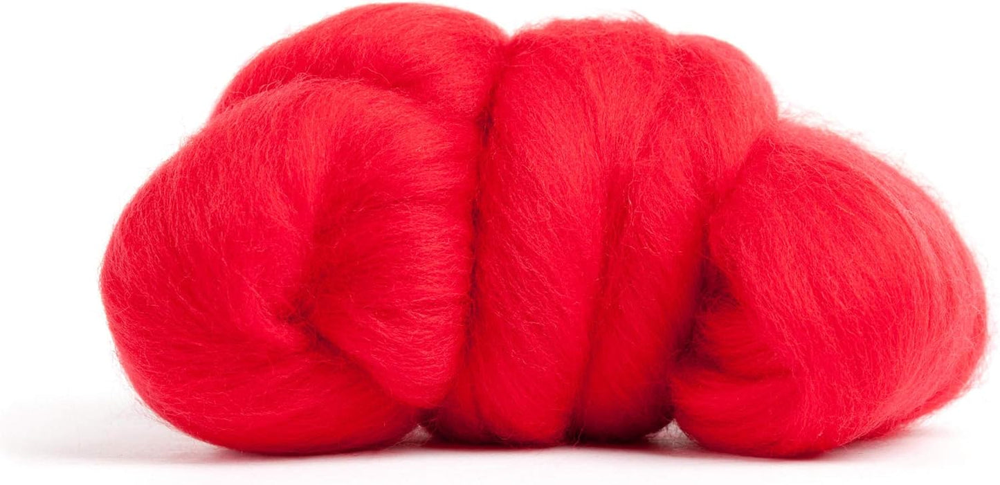 Desert Breeze Distributing 100% Natural Merino Wool Roving - Premium Combed Top Merino Roving Wool - Tapestry, Spinning, Wet Felting & Needle Felting Supplies - 21.5 Micron - 1 oz, Color Red