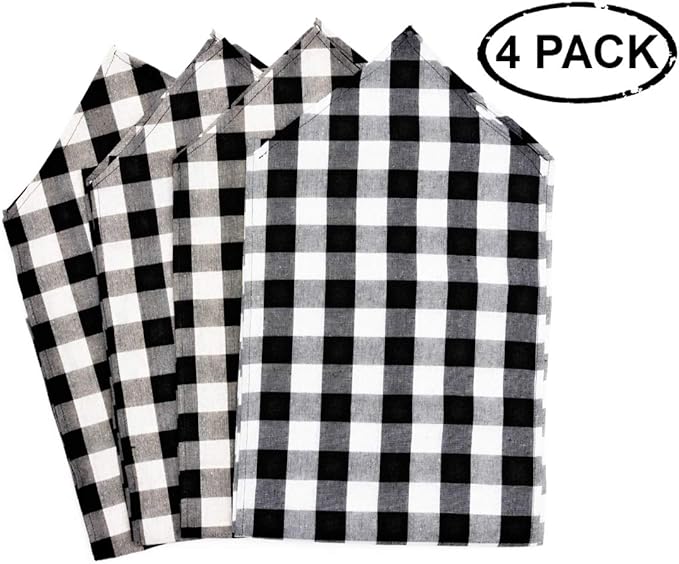 4 Pack Buffalo Check Table Runners White and Black Plaid Table Runner for Christmas Dinner, Lumberjack Party, Outdoor or Indoor Gatherings Table Home Decorations 11"x72"