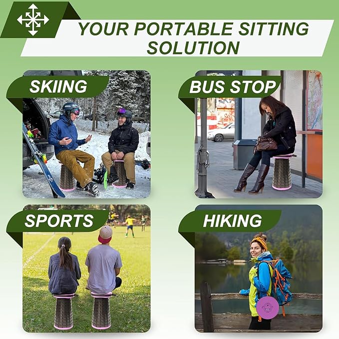 ALEVMOOM Upgraded XXL Collapsible Stool with Cushion 19.7",1000lbs Max Weight,Wider & Taller Pop Up Seat, Heavy Duty Portable Retractable Folding Chair or Travel Foot Rest for Camping & Outdoors