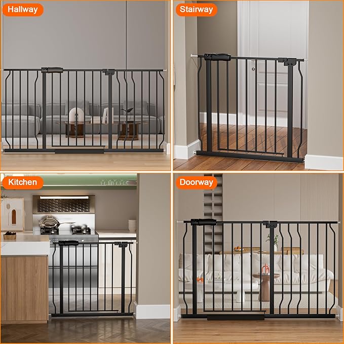 HOOEN 30" Tall Extra Wide Baby Gates 67 to 71.5 Inch Large Long Pressure Mounted Dog Gate for Doorways Stairs Child Safety Gates Tension Baby Gate Indoor Walk Through Gate for Kids or Pets